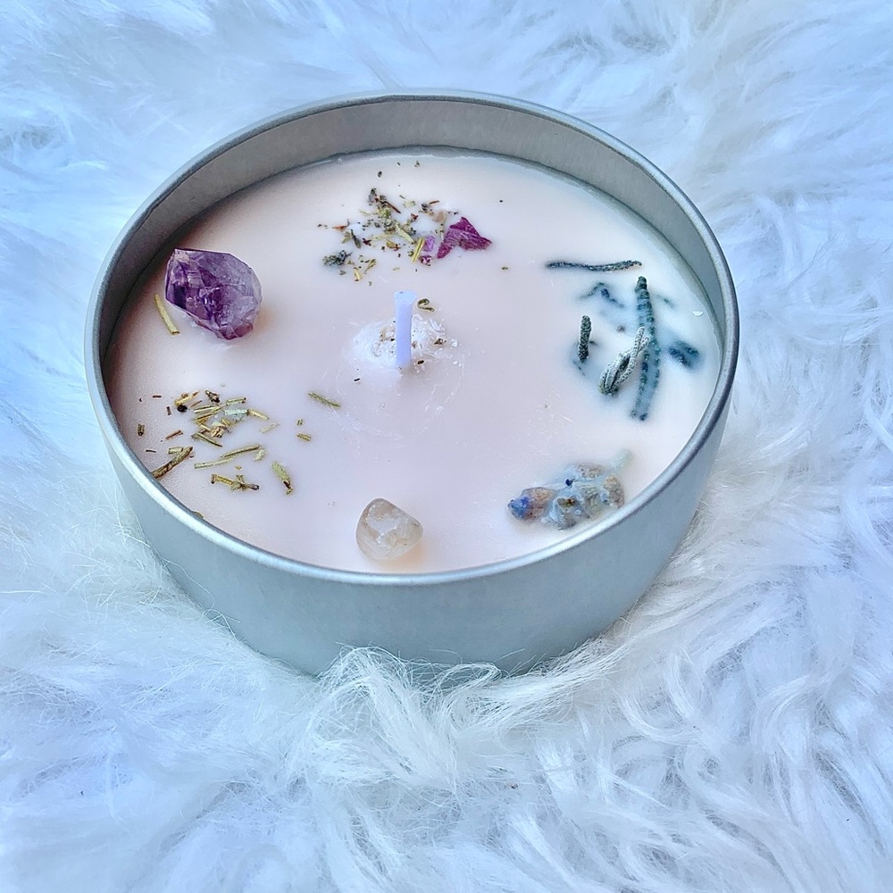Serenity & Healing Aromatherapy Candle w Amethyst - Picture 9 of 14